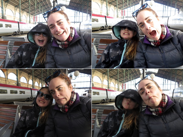 Selfies at a train station in Belgium